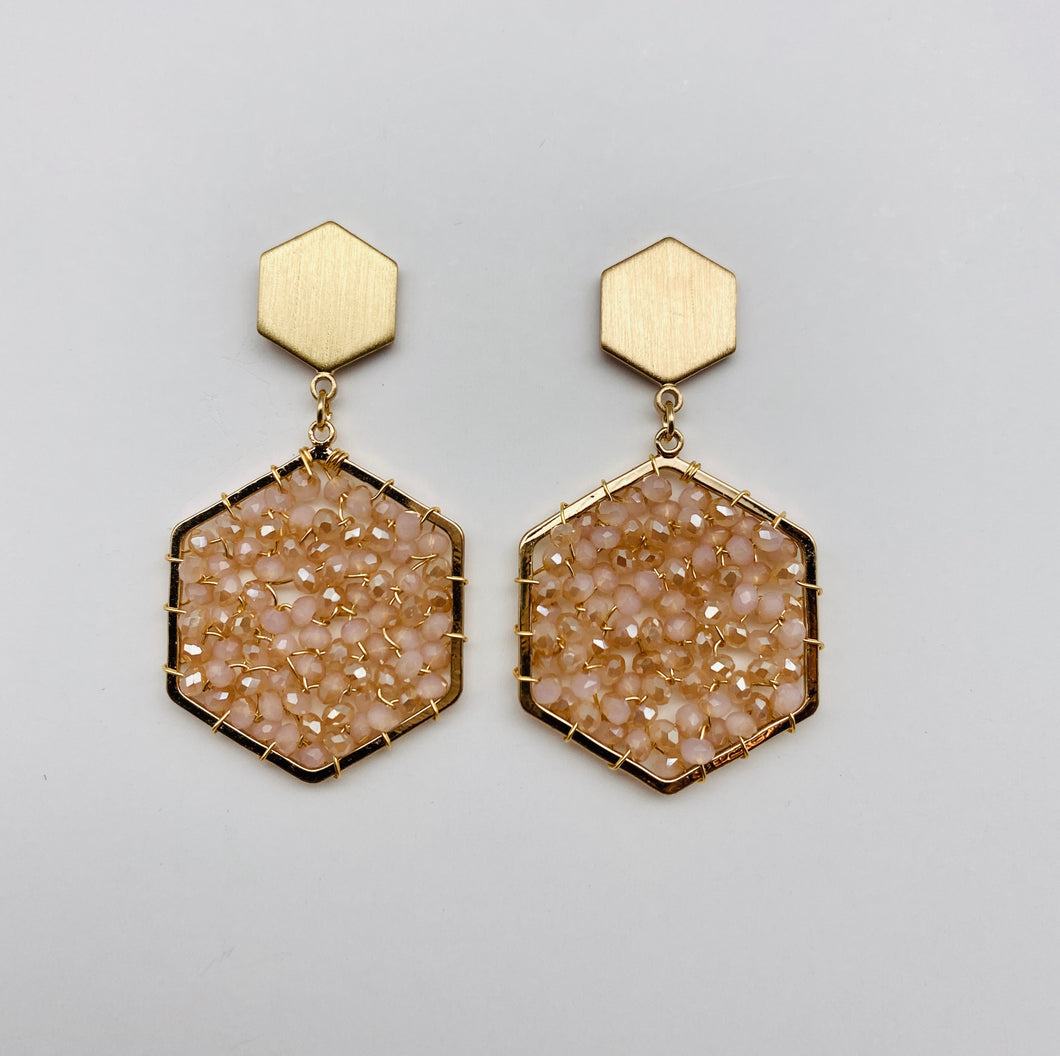 Hexagon Beaded Dangle Earring