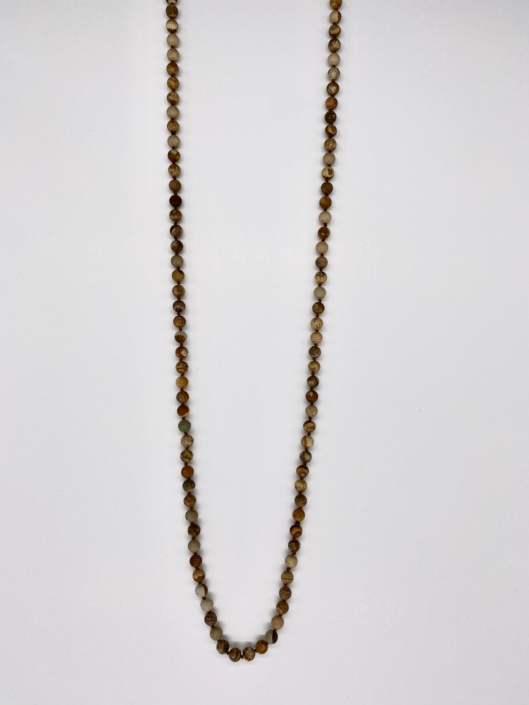 Semi-Precious Stone Long Necklace-Brown