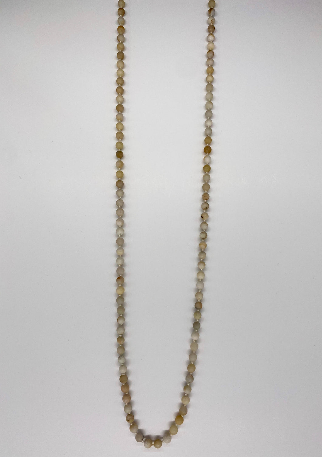 Semi-Precious Stone Long Necklace-White