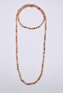 Semi-Precious Stone Long Necklace-Pink