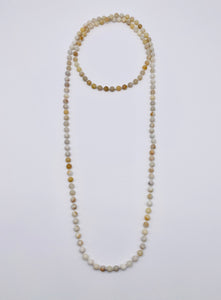 Semi-Precious Stone Long Necklace-White