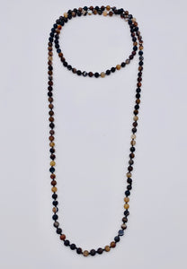 Semi-Precious Stone Long Necklace-Dark