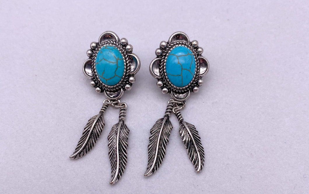 Turquoise Feather Dangle