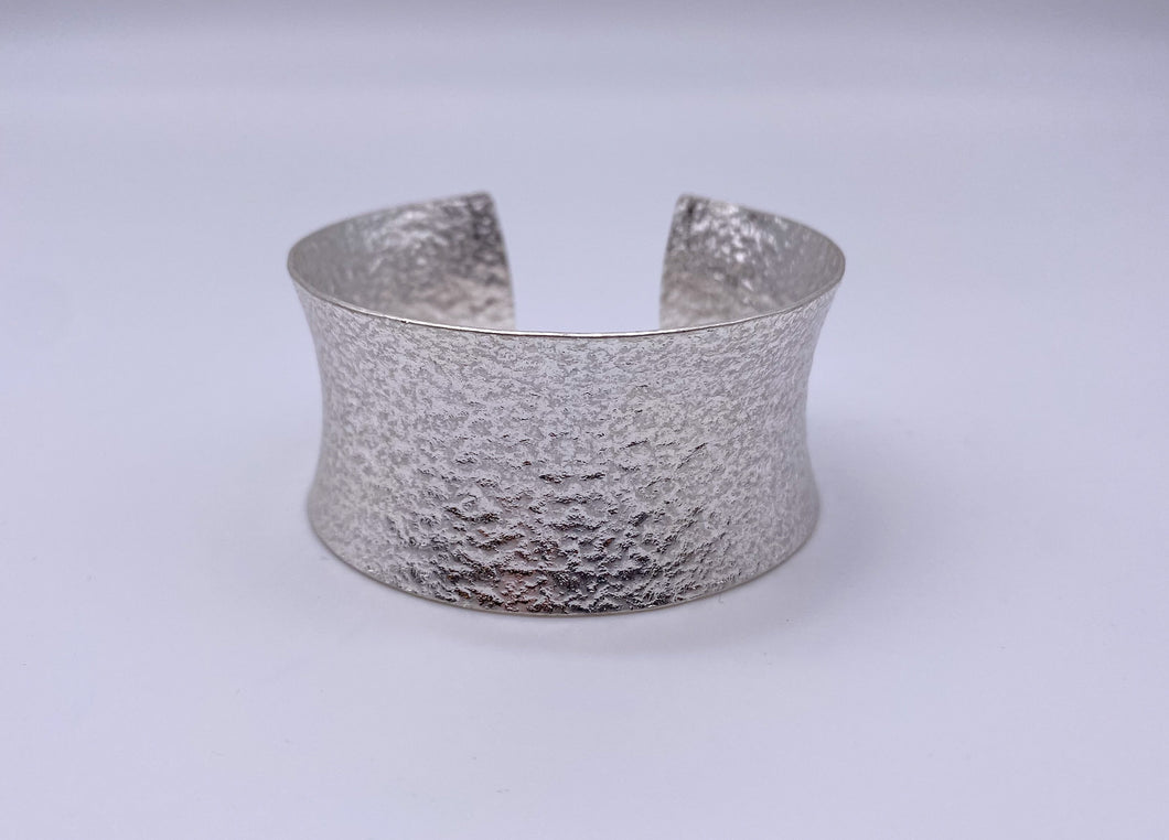 Textured Concave Cuff - Silver