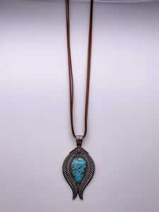 Drop Concho Leather Necklace