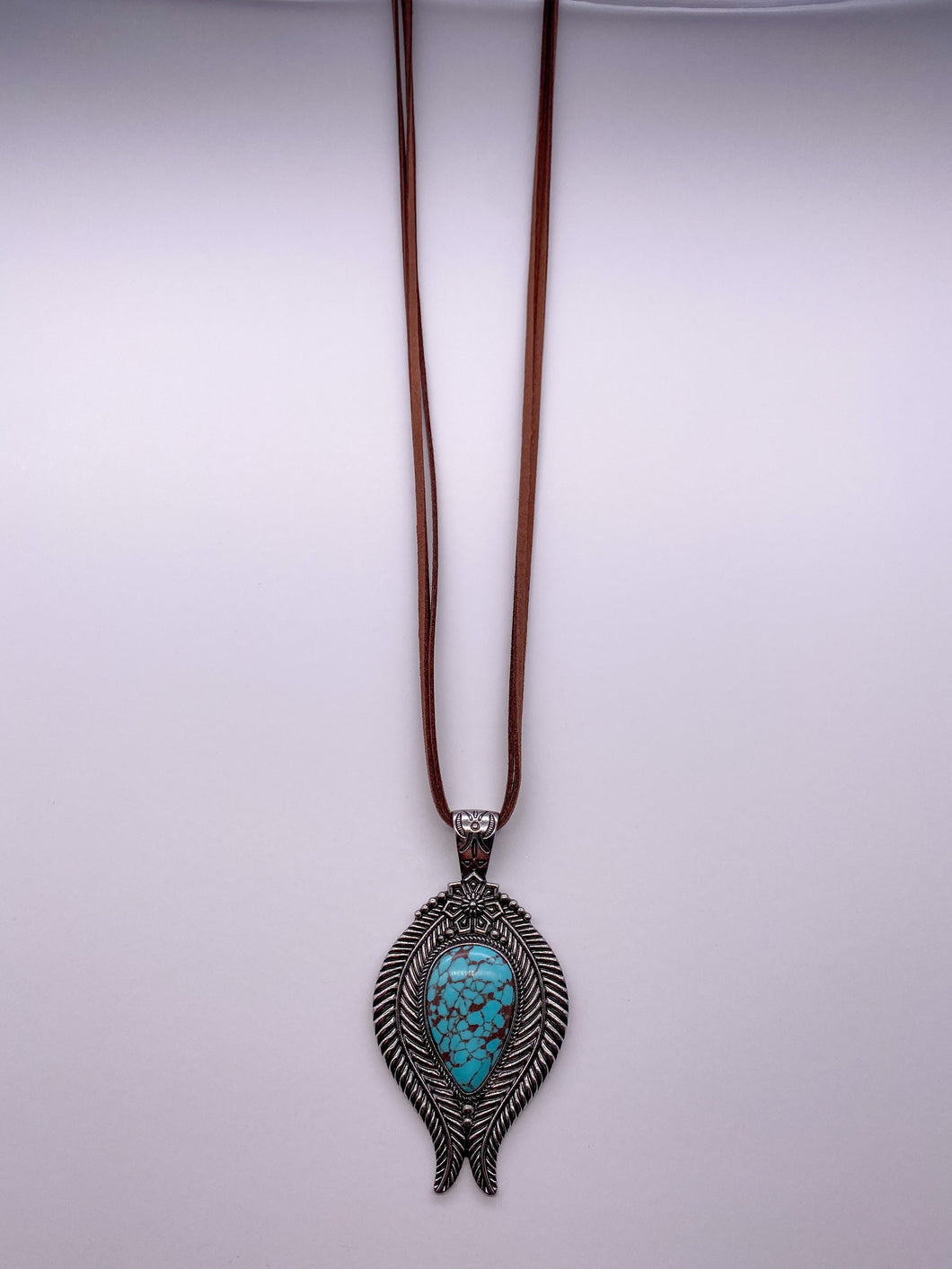 Drop Concho Leather Necklace