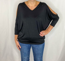 Load image into Gallery viewer, Aubrey Cold Shoulder Top - Black
