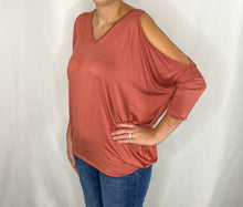 Load image into Gallery viewer, Aubrey Cold Shoulder Top - Sienna
