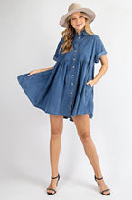 Load image into Gallery viewer, Tiered Babydoll lightweight Denim Dress
