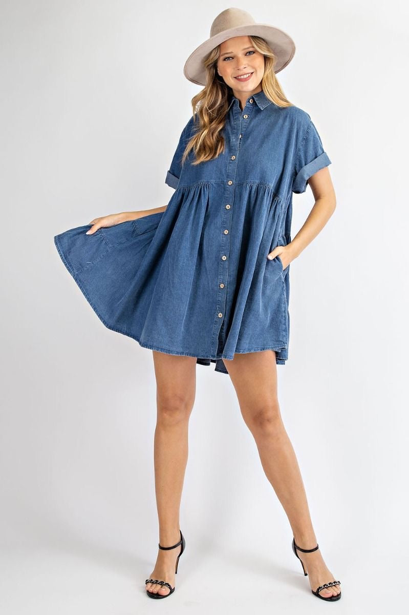 Tiered Babydoll lightweight Denim Dress