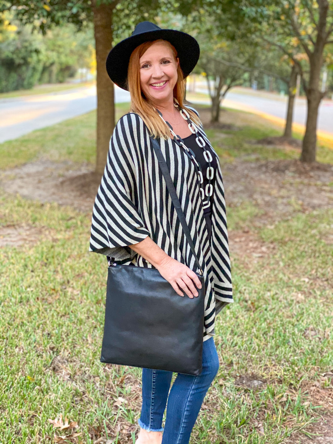 Darla Directional Stripe Poncho Sweater