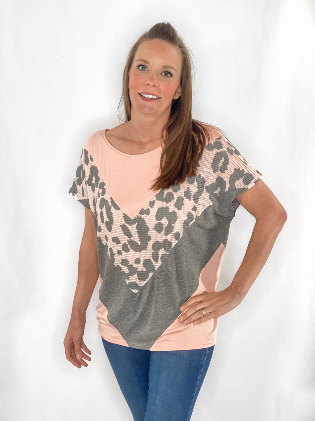 Cece  Chevron Cheetah Blouse