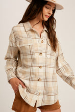 Load image into Gallery viewer, Plaid Button Down Shacket - Beige
